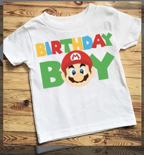 Super Mario Birthday Shirt, Mario Brothers Birthday Party, Mario Bros Birthday Party Ideas, Mario Birthday Cake, Mario Theme, Super Mario Bros Birthday Party, Mario E Luigi, Super Mario Bros Party, Mario Shirt