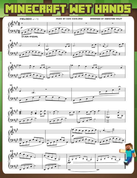 Minecraft Wet Hands Minecraft Piano Sheet Music, Minecraft Sheet Music, Free Minecraft Printables, Free Printable Minecraft, Minecraft Printables Free, Printable Minecraft, Minecraft Songs, Song Sheet Music, Minecraft Music