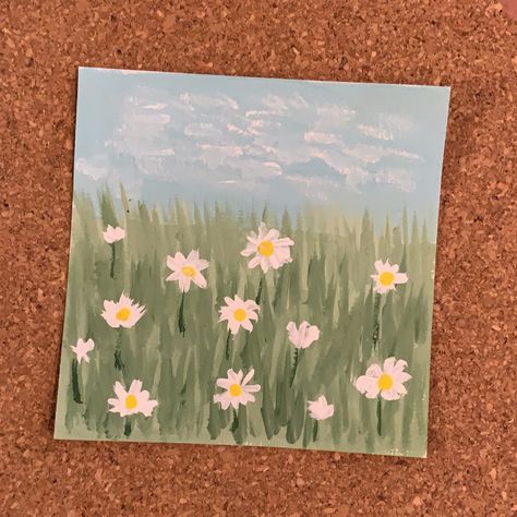 𝓘𝓷 𝓪 𝓯𝓲𝓮𝓵𝓭 𝓸𝓯 𝓓𝓲𝓪𝓼𝓲𝓮𝓼... 🌸 #diy #paint #dandelion Painting Ideas On Canvas Flower Field, Field Of Flowers Painting Easy, Flower Field Painting Easy, Dandelion Field Painting, Wildflower Field Painting Easy, Meadow Aesthetic Painting, Flower Meadow Painting Easy, Paint Dandelion, Pin Painting