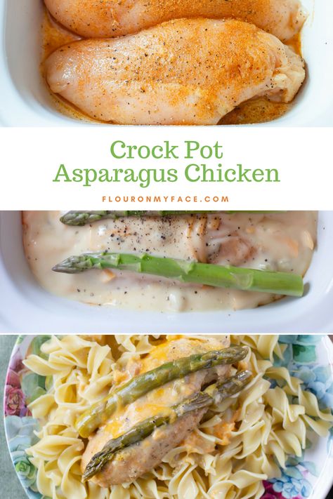 How To Make Crock Pot Asparagus Chicken. Crockpot Chicken And Asparagus Recipes, Cheesy Chicken Recipe, Cheesy Chicken Recipes, Asparagus Chicken, Summer Crockpot Recipes, Crockpot Dessert Recipes, Chicken Asparagus, Healthy Chicken Dinner, Chicken Meals