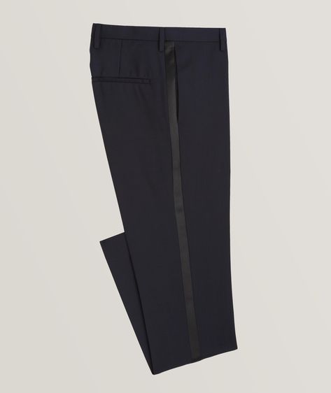 Tiger of Sweden takes dress pants to new heights with these minimalist Thulin tuxedo pants. Cut in a slim fit, this sleek pair is crafted pure wool and features satin side tape along the leg. Team them with a crisp shirt and matching blazer for a clever formal ensemble that will impress. Tuxedo Trousers Men, Trousers Outfit Men, Black Suit Men, Black Tie Formal, Side Pants, Trouser Outfit, Dress Suits For Men, Black Pants Men, Tuxedo Pants