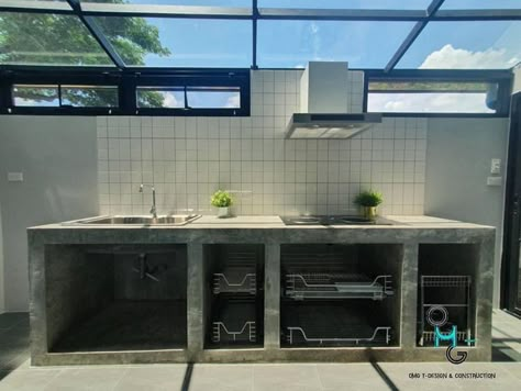 Small Dirty Kitchen Philippines, Wet Kitchen Design Malaysia Outdoor, Wastafel Outdoor, Wet Kitchen, Dirty Kitchen Design, Dirty Kitchen, Kitchen Sink Design, Kitchen Modular, Modern Kitchen Cabinet Design