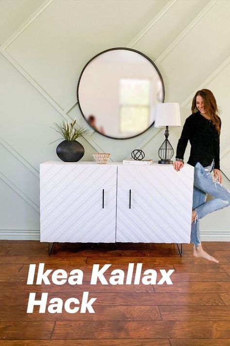 Credenza Diy, Credenza Ikea, Diy Credenza, Montessori Kids Room, Ikea Sideboard, Entryway Ikea, Ikea Kallax Shelf, Kallax Hack, Ikea Kallax Hack