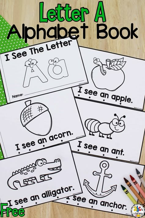 Alphabet A Crafts Preschool, Books For Letter A, Letter A Alphabet Book, A Is For Activities, Alphabet Linking Chart, Letter A For Kindergarten, Printable Books For Preschool, Alphabet Books For Kindergarten, Letter A Introduction Activity