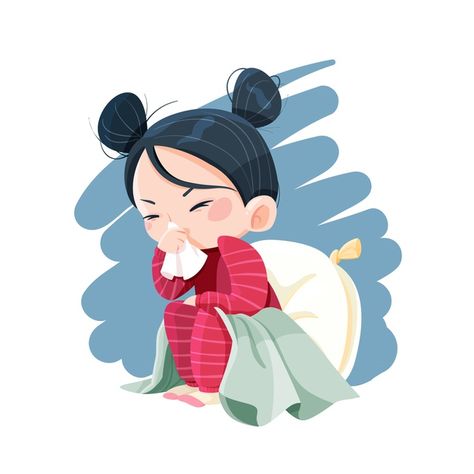 Sick Aesthetics, Sick Illustration, Cold Sick, Cold Girl, Sick Baby, Chibi Characters, Retro Cartoons, Cartoon Icons, Illustration Girl