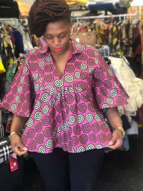 Casual Ankara Blouses For Women, Chitenge Tops Ankara Styles, Kitenge Blouses For Women, Kitenge Shirts Women, Akara Traditional Tops For Ladies, Ankara Tops For Ladies, Ankara Tops For Pregnant Women, Panel Blouse Ankara, African Tops