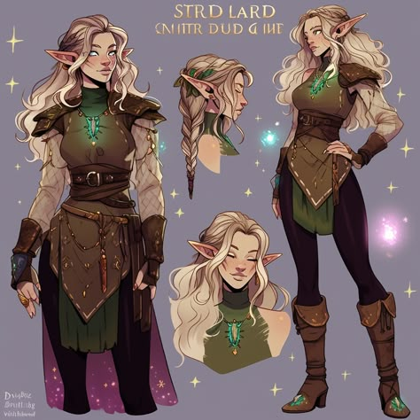 Levistus D&d, Dnd Druid Design, Dnd Costume Design, D D Character Ideas Druid, Elf Armor Design, Eladrin Character Design, Eladrin Druid Female, Dnd Fancy Clothes, Elven Names Female List