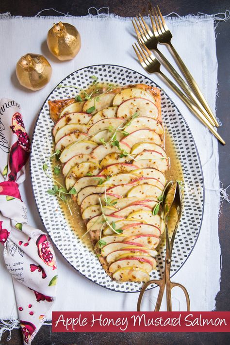 Rosh Hashanah – Busy in Brooklyn Apple Salmon, Honey Mustard Salmon Recipes, Fish Entrees, Honey Mustard Salmon, Mcintosh Apples, Apple Honey, Homemade Honey Mustard, Kosher Cooking, Mustard Salmon