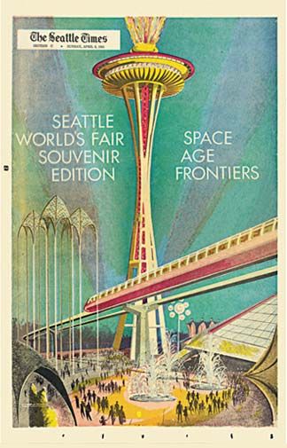 Historic Space Needle Space World, Space Needle Seattle, Times Newspaper, World Of Tomorrow, Worlds Fair, Big 5, Emerald City, World's Fair, Retro Futurism