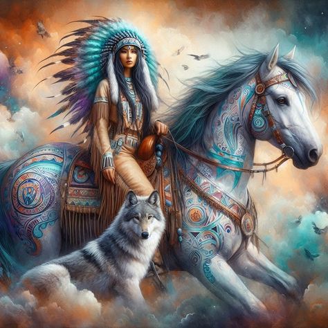 American Indian Artwork, Indian Artwork, Wolves And Women, Native American Paintings, Native American Warrior, Native American Pictures, Native American Artwork, Gemstone Art, Round Art