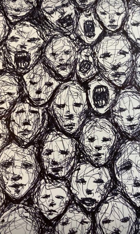 Wallpaper Face, Scary Drawings, Horror Drawing, Creepy Drawings, Scribble Art, Emo Art, City Drawing, Sustainable Art, Sketchbook Art Journal