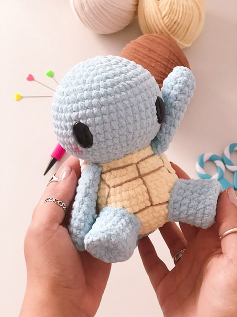 Crochet Squirtle Pokemon, Crochet Cubone, Squirtle Crochet Pattern Free, Squirtle Crochet, Pokémon Crochet, Pokemon Amigurumi, Pokemon Crochet, Crochet Pokemon, Easy Crochet Animals