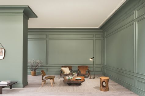 Inspiration | Orac Decor® Wall Statement, Wall Panel Molding, Dado Rail, Orac Decor, Popular Decor, Crown Moulding, Curved Walls, Green Walls, Panel Moulding