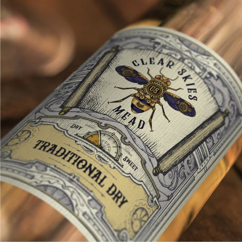 Mead Bottle Design, Packaging Design Alcohol, Mead Label Design, Mead Packaging, Mead Label, Study Design, Mead, Vintage Labels, Wine Label