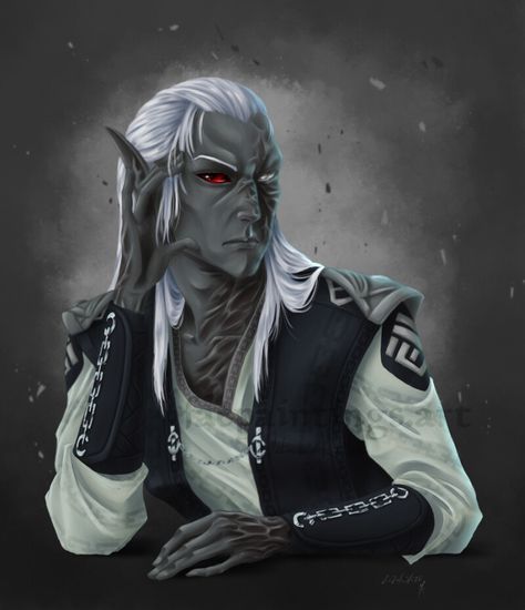 Elf Art, Elder Scrolls Online, Fantasy Races, Dark Elf, Dinosaur Art, Elder Scrolls, Dnd Characters, Character Portraits, Fantasy Character Design