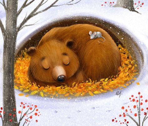 Celebrate Each New Day, Sleeping Animals, Christmas Window Decorations, Winter Illustration, I Love Winter, Animated Christmas, Christmas Bear, Bear Art, Art Base