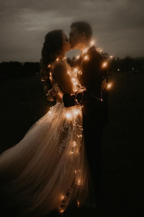 Dusk Wedding, Glacier Park, Dream Wedding Venues, Cute Wedding Dress, Couples Photos, Wedding Pics, Wedding Pictures, Fairy Lights, Elopement