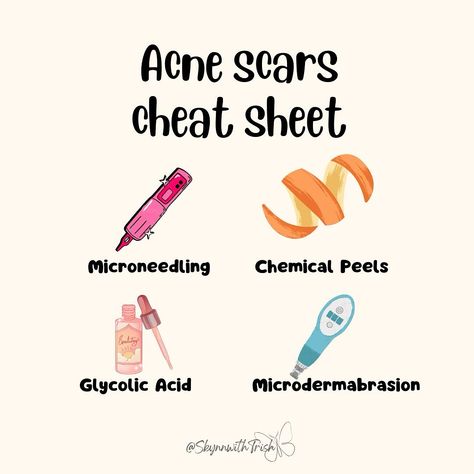 Got Acne Scars ? Don’t worry, I got you. This Acne Scar Cheat Sheet breaks down the most effective treatments to help you achieve your goals of healthy, clear, and glowy skin. From Microneedling and Chemical Peels to Glycolic Acid and Microdermabrasion I’ll guide you through the best options for your skin type and concerns. Reserve your Appointment today ! Link in bio ✨ #acnescars #acnescarcheatsheet #hollywoodesthetician #miamiesthetician #browardesthetician Chemical Peel Season, Laser Acne Scar Removal, Facial Esthetician, Different Types Of Acne, Chemical Peels, Types Of Acne, Acne Scar, Forehead Wrinkles, Acne Scar Removal