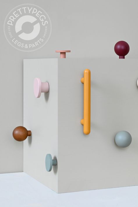 Add a pop of color to your IKEA furniture with our knobs and handles made from waste material from FSC certified ash wood! Apartment Entry Way, Colorful Knobs, Waste Material, Bungalow Homes, Kitchen Knobs, Wardrobe Handles, Wood Knobs, Wardrobe Design Bedroom, Furniture Knobs