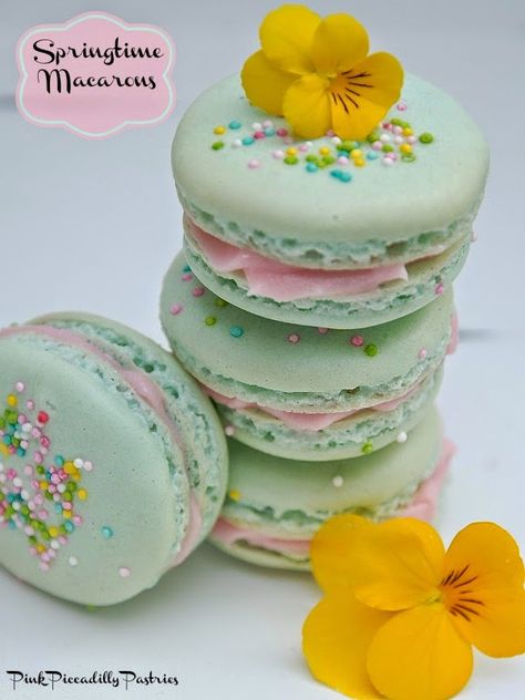 Easter Macarons Flavors, Spring Macarons Flavors, Pastel Rainbow Macarons, Fun Shaped Macarons, Pink And Purple Macaroons, Marshmallow Buttercream, Macarons Macaroons, How To Make Macarons, French Patisserie