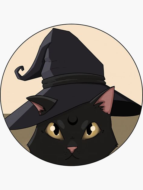 "Witchy black cat with witch hat" Sticker for Sale by amiileila | Redbubble Black Cat With Witch Hat, Cat With Witch Hat, Witchy Black Cat, Witchy Cat, Witch Hat, Black Cat, Witch, Cute Animals, Hats