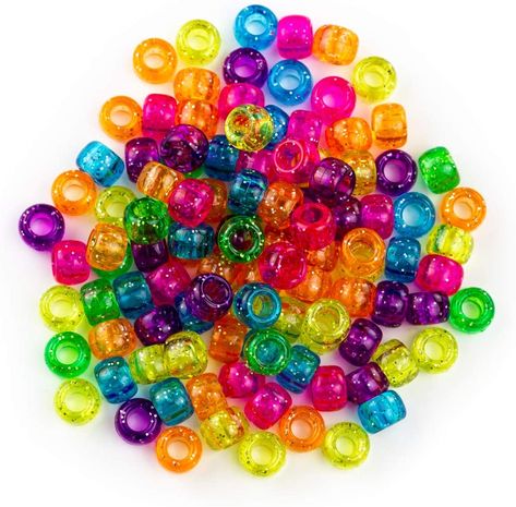 AmazonSmile: Hygloss Products Bucket O’Beads - Plastic Pony Bead Assortment for Crafts, Jewelry, Keychains and More - Reusable Container - Glitter Jelly Assorted Colors - 6x9 mm - 1,000 Pcs,6892 : Arts, Crafts & Sewing Shiny Bracelets, Creative Arts And Crafts, Crafts Jewelry, Fuse Beads, African Beads, How To Make Necklaces, Creative Hobbies, Pony Beads, Acrylic Beads