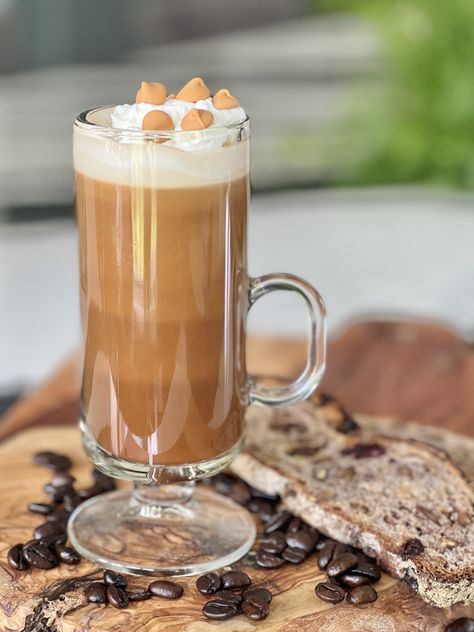 Smoked Butterscotch Latte Butterscotch Latte, Butterscotch Syrup, Fancy Coffee Drinks, Butterscotch Candy, Butterscotch Sauce, Chocolate Trifle, Starbucks Coffee Drinks, Easy Pumpkin Pie, Seasonal Drinks