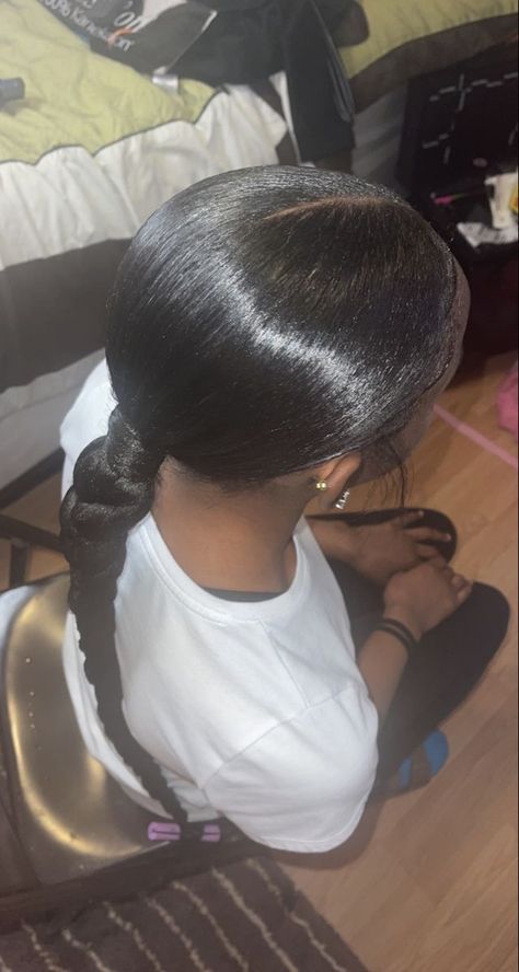 One Low Braid Ponytail, Middle Part With Braid, Low Braid Ponytail, Middle Part Slick Back Ponytail Weave, Middle Part Braid Ponytail, Middle Part Braided Ponytail, Middle Part Low Ponytail, Slick Back Low Ponytail, Middle Part Ponytail Weave