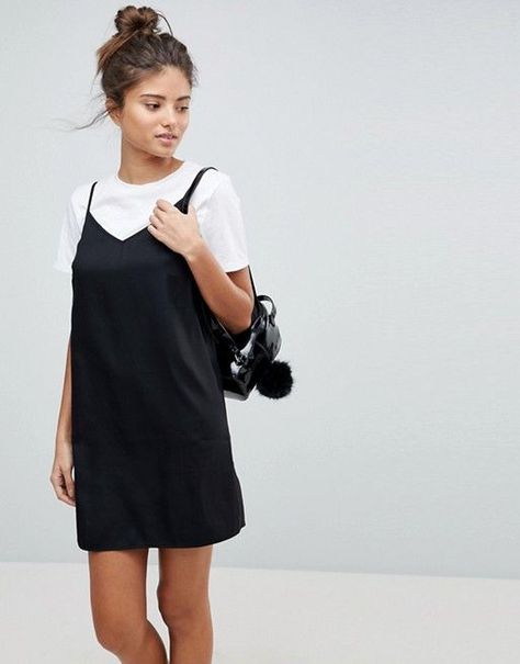 Bardot Mini Cami Slip Dress in Black Cami Slip Dress, Minimalist Capsule Wardrobe, 90s Looks, 90s Outfit, Asos Curve, Dress Outfit, Trending Dresses, Cami Dress, Look Chic