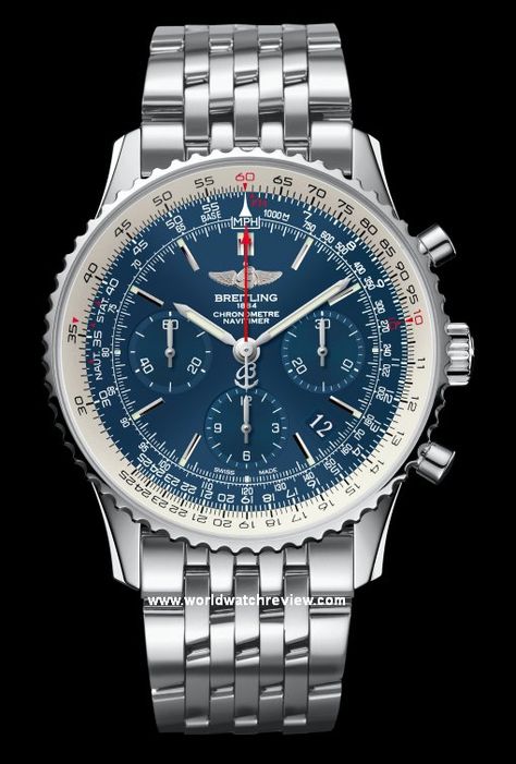 Breitling Navitimer Blue Sky Limited Edition 60th Anniversary watch on a steel bracelet Breitling Watches Navitimer, Breitling Watches Mens, Breitling Superocean Heritage, Breitling Watches, Pilot Watch, Perpetual Calendar, 60th Anniversary, Breitling Navitimer, Luxury Watches For Men