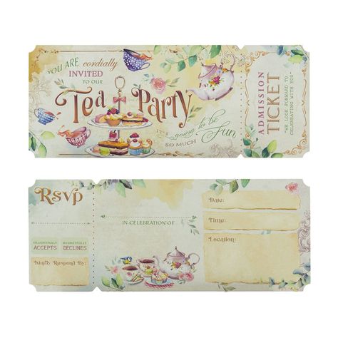 PRICES MAY VARY. These are garden themed tea party invitation printed on 250GSM (170lbs) premium card stock. The smooth texture and pastel colors make them a delightful keepsake for your guests. The package contains 24 sets of invitation cards and kraft envelope holders of the same card thickness. The card measures 6.6" x 2.5" (168mm x 64mm). The envelope measures 6.85" x 3.15" (175mm x 80mm) when folded. The envelopes have open ends at both sides. However a tab has been incorporated in the desi Tea Party Invitations Diy, Tea Party Invites, Tea Invitations, Themed Tea Party, Tea Party Invite, Birthday Invitation Princess, Bday Themes, Garden Tea Party, Princess Tea Party