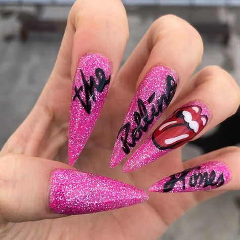 Rolling Stones Nail Art, Rolling Stones Nails, Stones Nails, Stones Nail Art, Stone Nail Art, Rolling Stones, Nail Ideas, Acrylic Nails, Nail Art