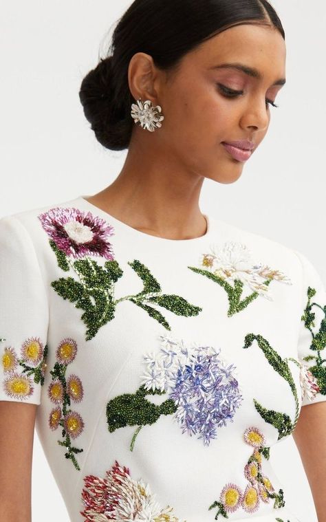 Dress Moda Operandi, Military Style Coats, Embroidered Mini Dress, Unique Sweaters, Beach Dresses Summer, Embroidered Wool, Military Style Jackets, Floral Embroidered Dress, Couture Details