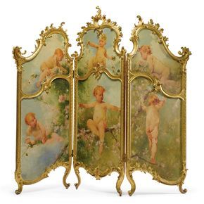 A Louis XV style carved giltwood three-panel folding screen, Possibly German, last quarter 19th century. Room Divider Screens, Painted Screens, French Country Rug, Folding Screen Room Divider, Dressing Screen, Screens Room Dividers, Decorated Room, Screen Room Divider, Folding Screens