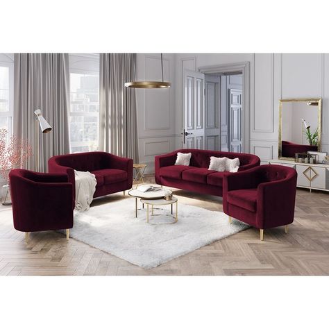 Burgundy Sofa Living Room, Red Couch Living Room, Red Living Room Decor, Burgundy Living Room, Luxury Sofa Living Room, Red Living Room, Sitting Room Decor, Living Room Wall Color, Luxury Furniture Sofa