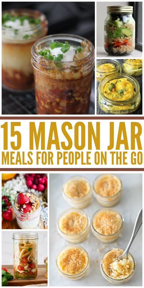 Mason Jar Lunches, Jar Lunches, Meals In Jars, Mason Jar Lunch, Meal In A Jar, Mason Jar Food, On The Go Meals, Food In A Jar, Mason Jar Salads