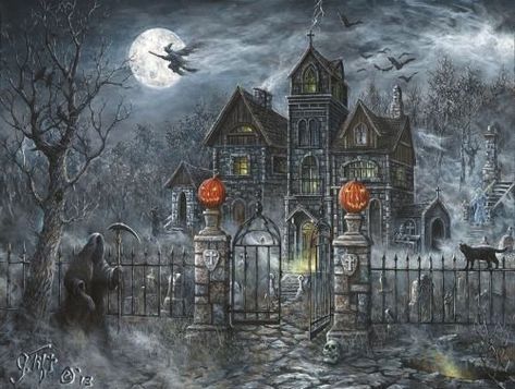 Uninvited Guest Halloween 500 pc Jigsaw Puzzle by SunsOut... Halloween Jigsaw Puzzles, Halloween Puzzles, Photo Halloween, Spooky Ideas, Halloween Pics, Halloween Haunted House, Haunted Halloween, Halloween Artwork, Рисунки На Холсте