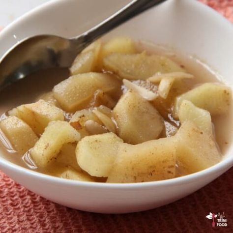 Ayurvedic stewed apples (Ayurveda breakfast recipe) - We Trini Food Ayurvedic Recipes Vata, Trinidad Curry, Spiced Apples Recipe, Ayurveda Breakfast, Bake And Shark, Ayurvedic Breakfast Recipes, Stewed Apples Recipe, Breakfast List, Ayurvedic Breakfast