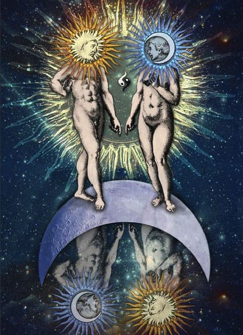 Anima And Animus, Alchemy Art, Esoteric Art, Hold Hands, Shiva Shakti, Falling Stars, Occult Art, Tarot Art, Sun And Moon