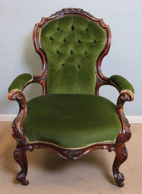 Antiques Living Room, Orphanage Interior, Victorian Chairs, Rococo Chair, English Interior Design, Victorian Style Furniture, Victorian Armchair, English Antique Furniture, Chair Reupholstery