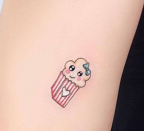 Popcorn Tattoo, Partner Tattoos, Sisters Tattoo, Foto Baby, Cartoon Clip Art, Popcorn, Small Designs, Small Tattoos, Cool Tattoos