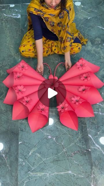 Deep Jyoti Bora on Instagram: "3d butterfly #reels #insta #diy #viral #best" Butterfly On Wall Decor, How To Make 3d Butterflies, 3d Butterfly Craft, Paper Butterflies Diy, 70 Hair Styles, Paper Butterfly Wall Art, Cardboard Flowers, Diy Butterfly Decorations, Paper Butterfly Crafts