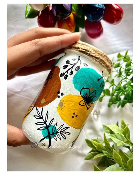 Boho Mini Jar art🫙🌿🖌️🌸 🌿 Acrylic paint & coated varnish for protection & enhancement. 🌿 Home decor / mini vase 🏺 🌿 Gifting ideas for him/her🎁 ⚜️DM to order/ customize #bohoart #bohostyle #art #bohodecor #boho #bohoartist #handmade #homedecor #bohemian #bohemianstyle #bohovibes #macrame #artist #artistsoninstagram #wallart #bohemianart #abstractart #artoftheday #bohohome #mandala #interiordesign #shopsmall #illustration #digitalart #painting #fiberart #bohochic #hippieart #minibottleart #g... Jar Art, Mini Jars, Gifting Ideas, Bohemian Art, Mini Vase, Mini Bottles, Hippie Art, Boho Art, Art Acrylic