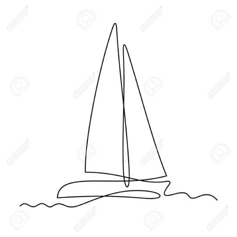 One Line Sailboat Tattoo, Anchor Line Art, Catamaran Tattoo, Sailboat Tattoo Simple, Yacht Tattoo, Boat Line Art, Yacht Illustration, Yacht Drawing, Sailboat Tattoo