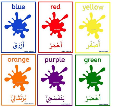 Arabic Colours - Bilingual Flashcards Arabic Colors, Word Puzzles For Kids, English Flashcards, Kindergarten Colors, Color Flashcards, Arabic Alphabet Letters, Islamic Kids Activities, Arabic Worksheets, Learn Arabic Alphabet