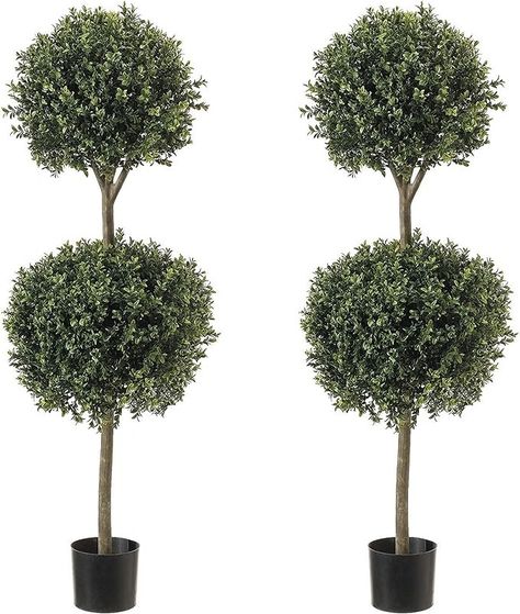 Amazon.com - Northwood Calliger 4.6’ Artificial Topiary Double Ball Boxwood Trees | Highly Realistic Potted Decorative Buxus Shrubs | Faux Plastic Plants for Home/Garden Décor | Indoor & Outdoor|UV Protected Indoor Tree Plants, Plants For Home Garden, Ball Topiary, Boxwood Tree, Topiary Tree, Plants For Home, Artificial Topiary, Boxwood Topiary, Garden Entrance