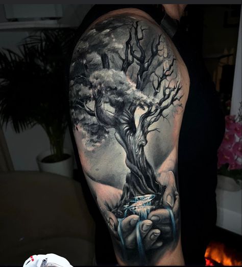 Tree Of Life Tattoo Men, Dark Tattoos For Men, Daughters Tattoo, Family Sleeve Tattoo, Crown Tattoo Men, Yggdrasil Tattoo, Ankle Tattoo Men, Ink Tattoo Design, Tree Tattoo Arm