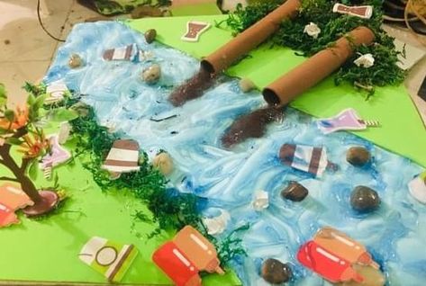 Pollution Science Project, Pollution Craft, Pollution Project Ideas, Pollution Project, Science Project Models, Science Exhibition Projects, Ocean Art Projects, Earth Projects, Solar System Crafts