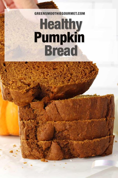 A healthy pumpkin bread with apple sauce, soft and warmly spiced, the perfect loaf made with 6 healthy ingredients including apple sauce, and canned pumpkin puree. This dairy free loaf is made in one bowl in under an hour. Pumpkin Bread With Applesauce, Healthy Breakfast Bread, Bread With Applesauce, Recipe Using Applesauce, Super Healthy Breakfast, Vegan Pumpkin Bread, Healthy Pumpkin Bread, Pumpkin Fudge, Homemade Apple Butter