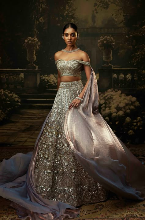 Buy Designer Lehenga Sets from Manish Malhotra: Our online store features exquisite and luxurious hand embroidered lehengas for women.| MM-P-LH-61262-BL-DP_C Manish Malhotra Lehenga Bridal, Girly Suit, Manish Malhotra Designs, Lengha Design, Manish Malhotra Lehenga, Ivory Lehenga, Sequin Lehenga, Reception Outfits, Desi Clothing